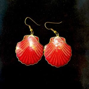 Vintage Cloisonné Shell Earrings